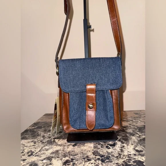 Patricia Nash Denim Leather Colorblock Lari Crossbody - Picture 2 of 16